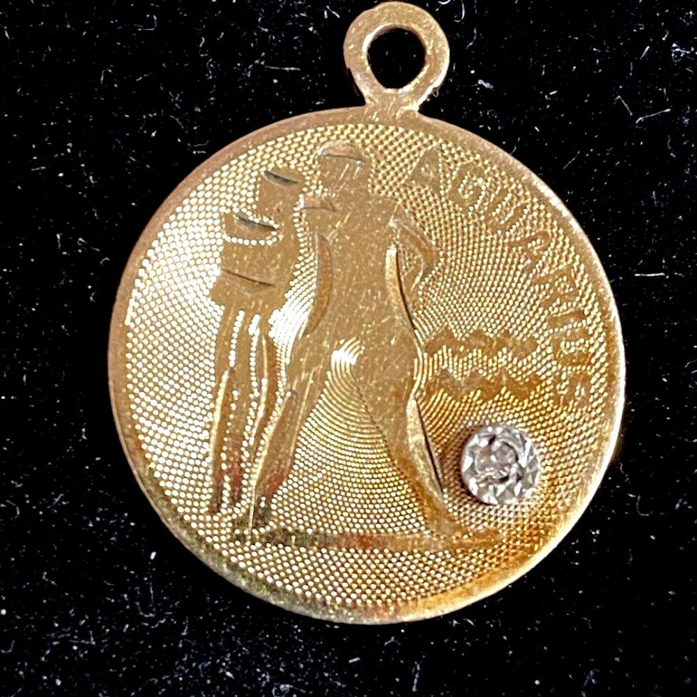 Vintage 12K YELLOW GOLD FILLED Aquarius Pendant